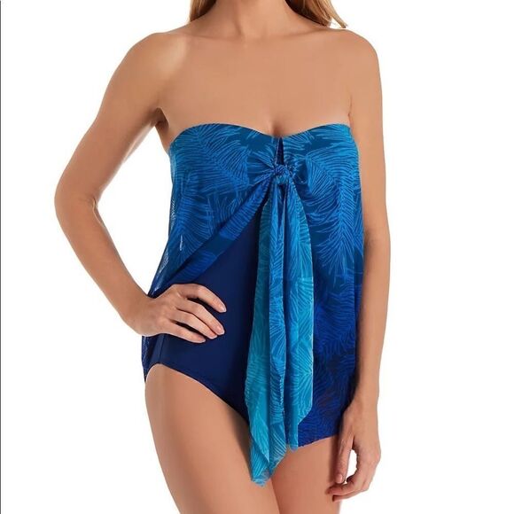 Lauren Ralph Laure Blue Ombre One Piece Swimsuit - Picture 1 of 8